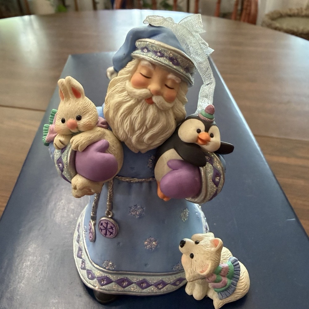 2002 Hallmark Blue Santa Christmas‎ Ornament Bunny Penguin Polar Bear